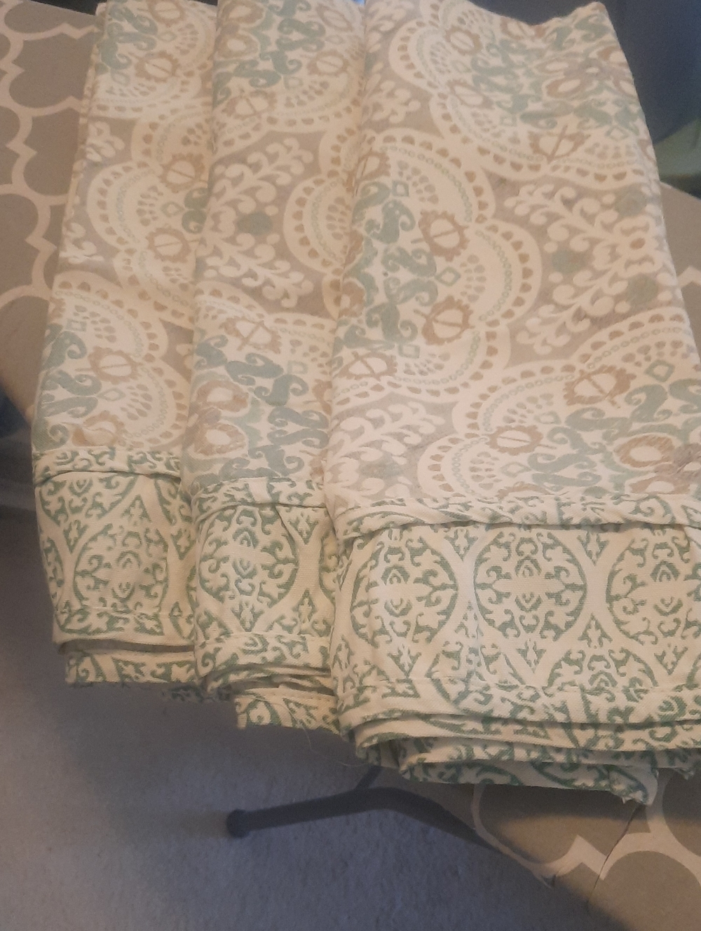 Waverly Cream, Seafoam and Taupe Medallion Curtain Panel